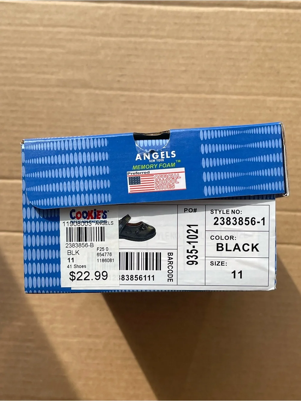 Angels New York Girls Black Mary Jane Dress Shoes with Floral Stitching Size 11
